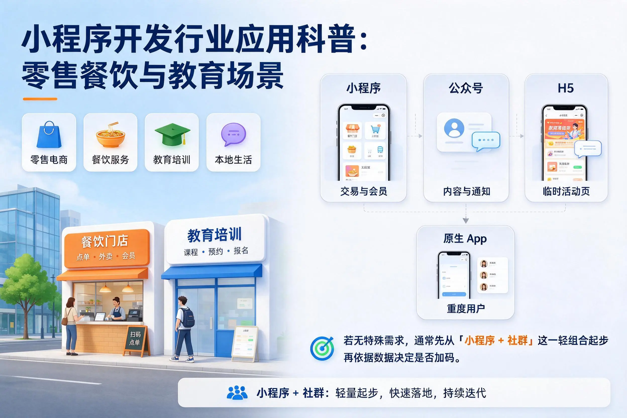 湖南小程序开发行业应用科普:零售餐饮与教育场景