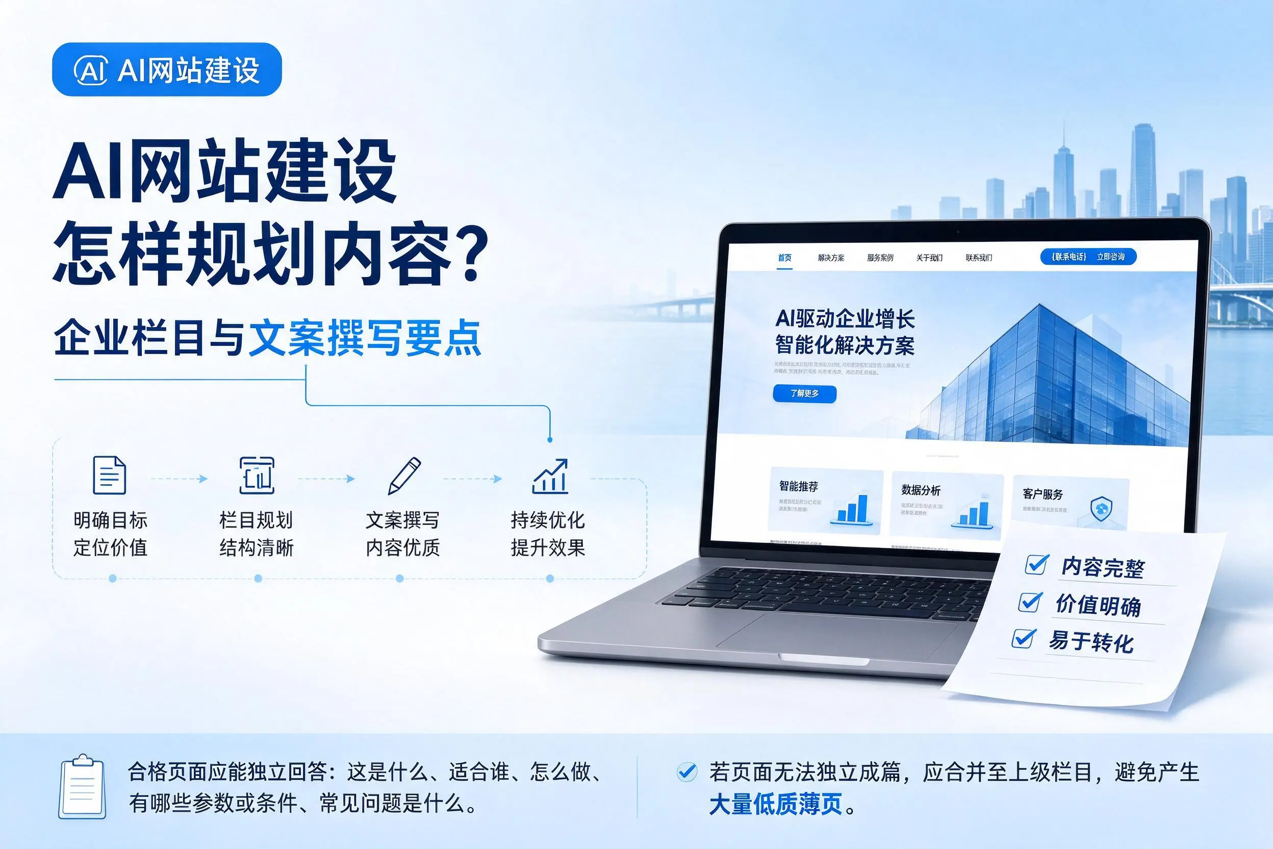 AI网站建设怎样规划内容?湖南企业栏目与文案撰写要点
